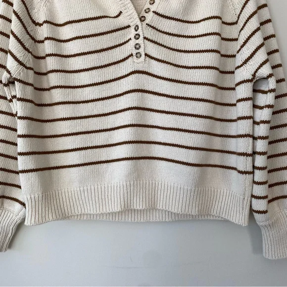 Sezane Leontine Jumper Sweater in Ecru Camel Stripe Size XS - Picture 4 of 13